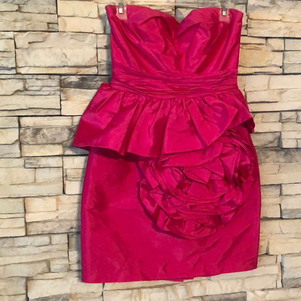 Pink Strapless Peplum Dress